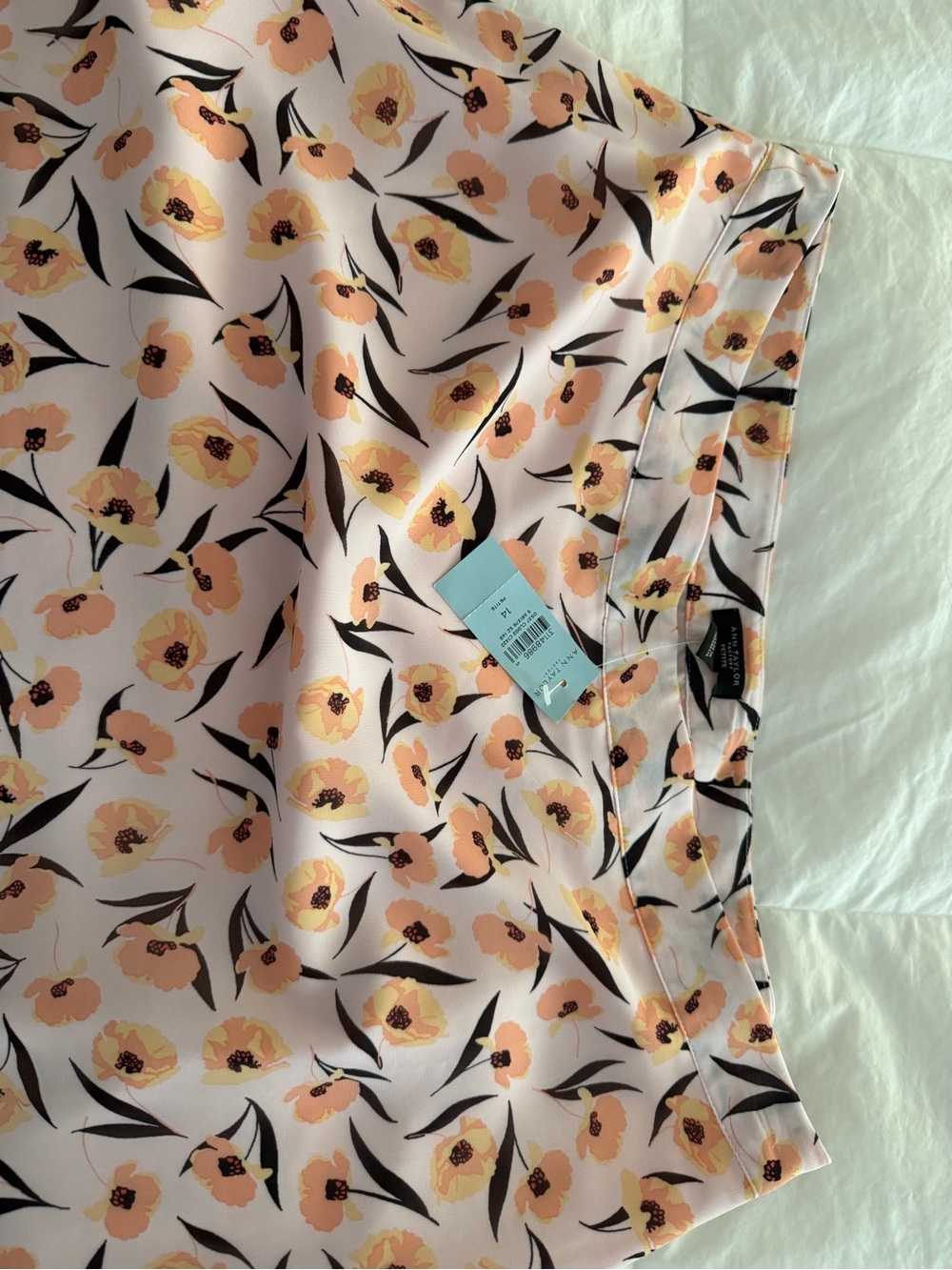 Ann Taylor Peach and Black Floral A-Line Skirt